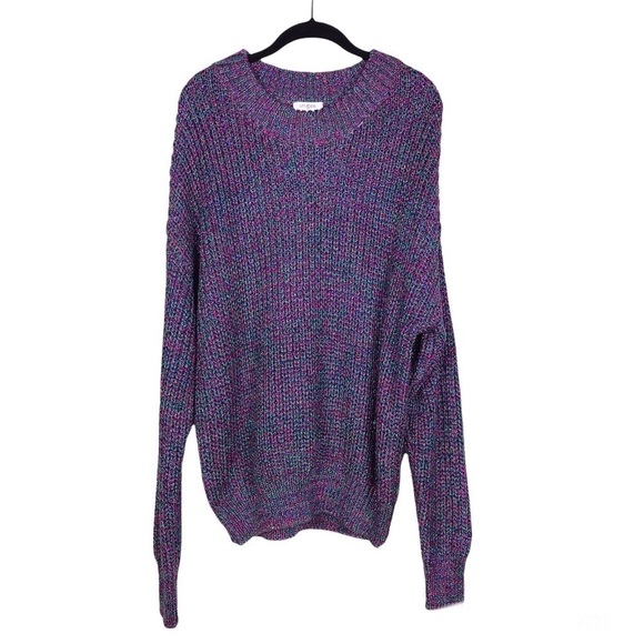 Umgee Multicolor Lurex Crewneck Long Sleeve Chunky Pullover Sweater M - Picture 2 of 6